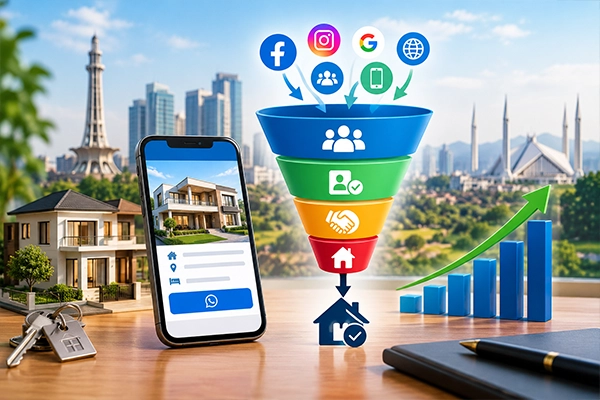 Real estate lead generation in Pakistan using digital marketing, property listings, and qualified buyer enquiries
